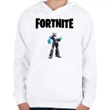 PRINTFASHION Fortnite Black Mecha Team  - Gyerek kapucnis pulóver - Fehér gyerek pulóver, kardigán