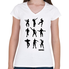 PRINTFASHION Fortnite Dance - Női V-nyakú póló - Fehér