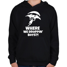PRINTFASHION fortnite droppin - Gyerek kapucnis pulóver - Fekete