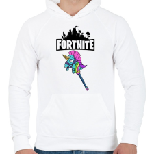 PRINTFASHION Fortnite Egyszarvú csákány - Férfi kapucnis pulóver - Fehér férfi pulóver, kardigán