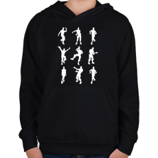 PRINTFASHION Fortnite Emotes (white) - Gyerek kapucnis pulóver - Fekete