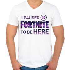 PRINTFASHION Fortnite - Férfi V-nyakú póló - Fehér férfi póló