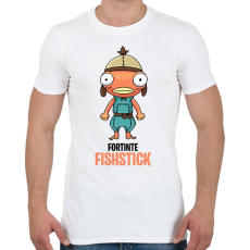 PRINTFASHION Fortnite - Fishstick - Férfi póló - Fehér