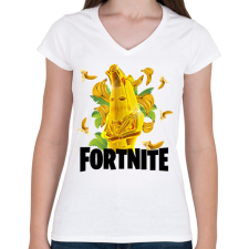 PRINTFASHION Fortnite Gold Peely - Női V-nyakú póló - Fehér női póló