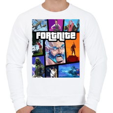 PRINTFASHION Fortnite GTA Edition - Férfi pulóver - Fehér