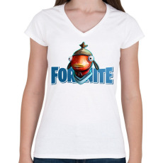PRINTFASHION Fortnite Hal - Női V-nyakú póló - Fehér