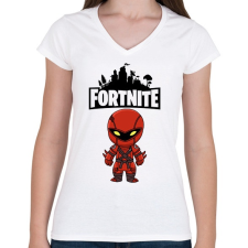 PRINTFASHION Fortnite Hybrid - Női V-nyakú póló - Fehér női póló