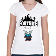 PRINTFASHION Fortnite Ice King - Női V-nyakú póló - Fehér