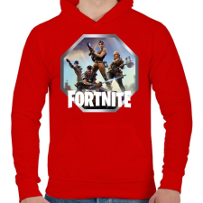 PRINTFASHION Fortnite - Ikon Logó - Férfi kapucnis pulóver - Piros férfi pulóver, kardigán