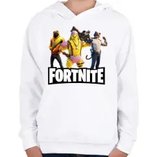 PRINTFASHION Fortnite karakterek - Gyerek kapucnis pulóver - Fehér gyerek pulóver, kardigán