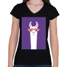 PRINTFASHION Fortnite Láma - Női V-nyakú póló - Fekete