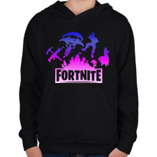 PRINTFASHION fortnite logó 3 - Gyerek kapucnis pulóver - Fekete gyerek pulóver, kardigán