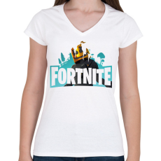 PRINTFASHION Fortnite logo Marshmello - Női V-nyakú póló - Fehér