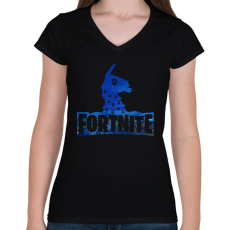 PRINTFASHION Fortnite logó - Női V-nyakú póló - Fekete