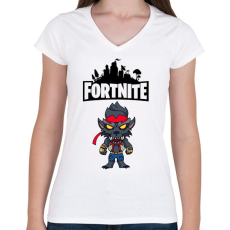 PRINTFASHION Fortnite Max Dire - Női V-nyakú póló - Fehér