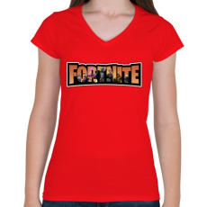 PRINTFASHION Fortnite narancs - Női V-nyakú póló - Piros