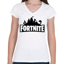 PRINTFASHION FORTNITE - Női V-nyakú póló - Fehér női póló