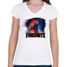 PRINTFASHION Fortnite - Női V-nyakú póló - Fehér női póló