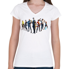 PRINTFASHION Fortnite - Női V-nyakú póló - Fehér női póló