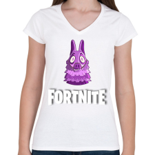 PRINTFASHION Fortnite póló - Női V-nyakú póló - Fehér női póló