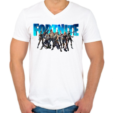 PRINTFASHION Fortnite poster 3 - Férfi V-nyakú póló - Fehér férfi póló
