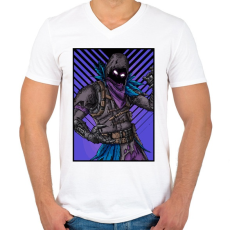 PRINTFASHION Fortnite Raven Kinézet - Férfi V-nyakú póló - Fehér