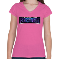 PRINTFASHION Fortnite season10 - Női V-nyakú póló - Rózsaszín női póló