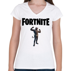 PRINTFASHION Fortnite Shadow Meowscles - Női V-nyakú póló - Fehér