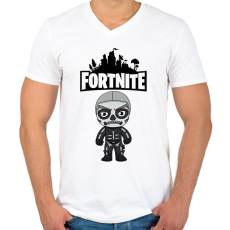 PRINTFASHION Fortnite Skull trooper - Férfi V-nyakú póló - Fehér