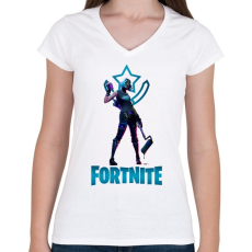 PRINTFASHION Fortnite: Tilted Teknique - Női V-nyakú póló - Fehér