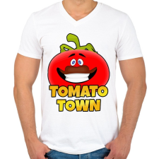 PRINTFASHION Fortnite - TOMATO TOWN - Férfi V-nyakú póló - Fehér férfi póló