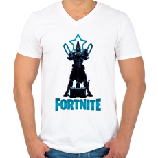 PRINTFASHION Fortnite: Ultima Knight - Férfi V-nyakú póló - Fehér