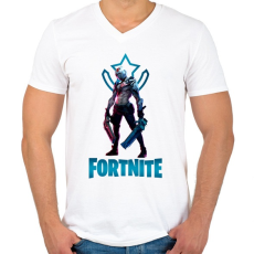 PRINTFASHION Fortnite: X-Lord - Férfi V-nyakú póló - Fehér