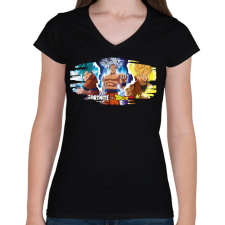 PRINTFASHION FortnitexDragonBall - Női V-nyakú póló - Fekete női póló
