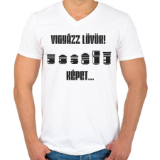 PRINTFASHION Fotós - Férfi V-nyakú póló - Fehér férfi póló