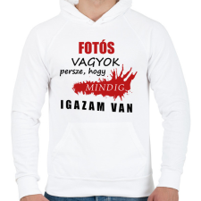 PRINTFASHION Fotós vagyok... - Férfi kapucnis pulóver - Fehér férfi pulóver, kardigán