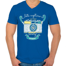 PRINTFASHION Fotózz minden pillanatot! - Férfi V-nyakú póló - Királykék férfi póló