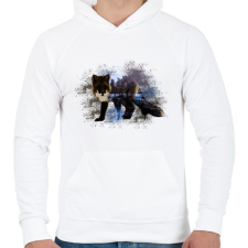 PRINTFASHION fox abstrakt - Férfi kapucnis pulóver - Fehér férfi pulóver, kardigán