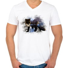PRINTFASHION fox abstrakt - Férfi V-nyakú póló - Fehér férfi póló