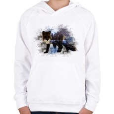 PRINTFASHION fox abstrakt - Gyerek kapucnis pulóver - Fehér