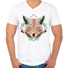 PRINTFASHION Fox art - Férfi V-nyakú póló - Fehér férfi póló