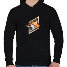 PRINTFASHION Fox - Férfi kapucnis pulóver - Fekete