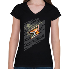 PRINTFASHION Fox Special - Női V-nyakú póló - Fekete