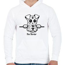 PRINTFASHION Fox Terrier - Férfi kapucnis pulóver - Fehér férfi pulóver, kardigán