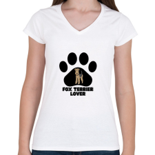 PRINTFASHION Fox Terrier Lover - Női V-nyakú póló - Fehér női póló