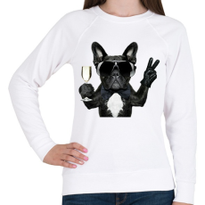 PRINTFASHION Francia Buldog - Női pulóver - Fehér