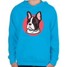 PRINTFASHION Francia bull - Gyerek kapucnis pulóver - Azúrkék