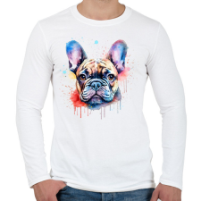 PRINTFASHION Francia bulldog - Férfi hosszú ujjú póló - Fehér férfi póló