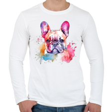 PRINTFASHION Francia bulldog - Férfi hosszú ujjú póló - Fehér férfi póló