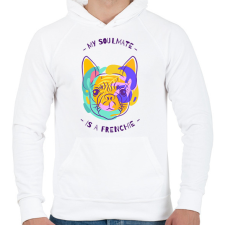 PRINTFASHION Francia Bulldog - Férfi kapucnis pulóver - Fehér férfi pulóver, kardigán